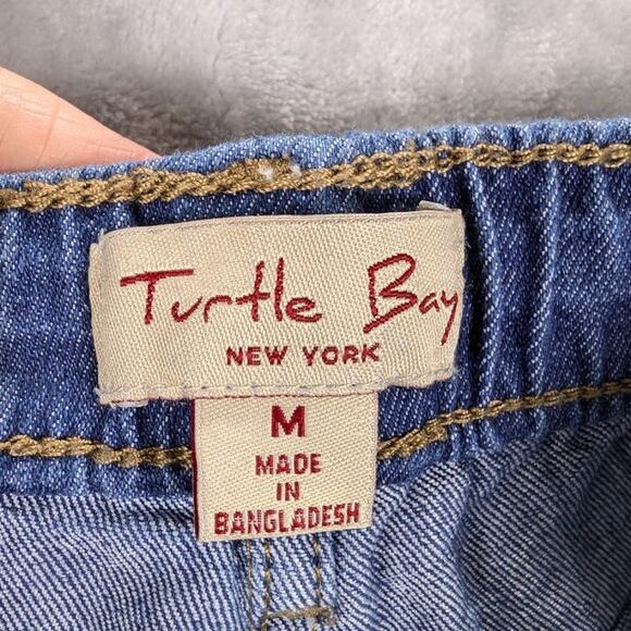 Turtle Bay Pull On Jeans Womens Medium Elastic Pockets Stretch Comfy Mom Pants - Picture 6 of 7